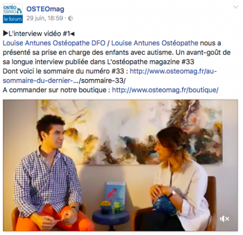 Votre ostéopathe à Paris 3 et à Paris 12 : L'ostéopathe magazine, interview  dossier ostéopathie et autisme